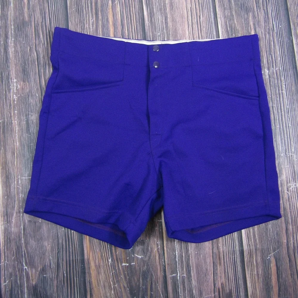 Opti Sportswear Mens 34 Purple Chino Shorts Athletic Microfiber Made USA Summer